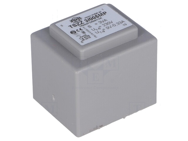 Transformator: ingegoten; 3VA; 230VAC; 9V; 330mA; PCB; IP00; C: 29mm Transformator: ingegoten; 3VA; 230VAC; 9V; 330mA; PCB; IP00; C: 29mm